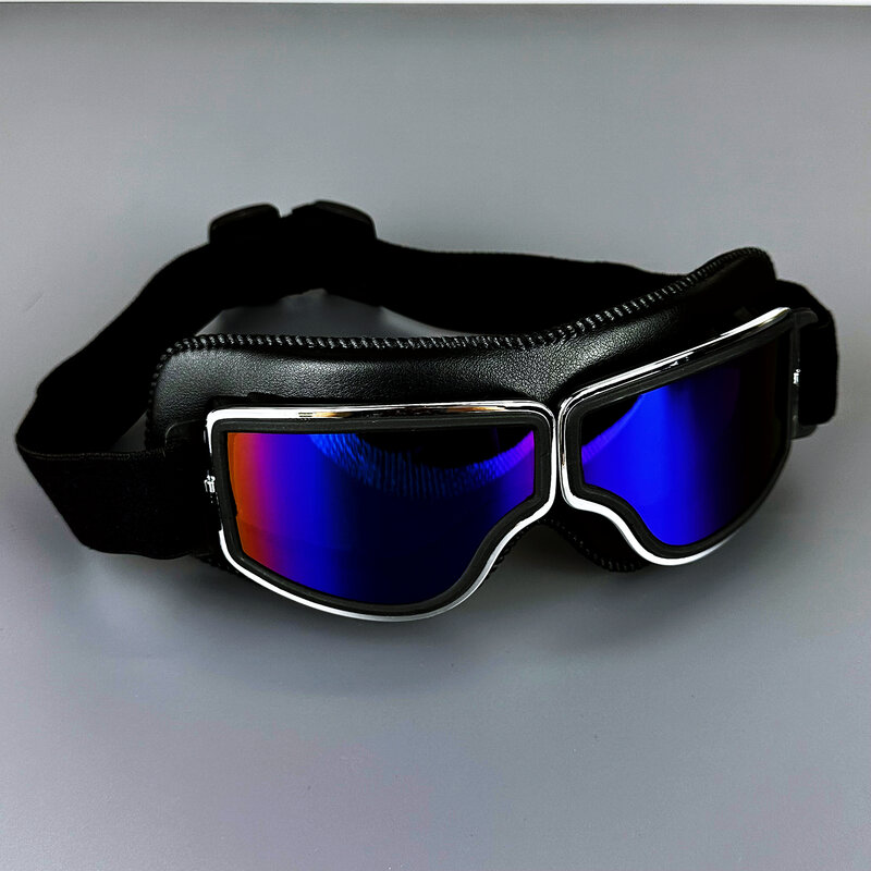 Retro Motorcycle Goggles Vintage Scooter Pilot Leather Glasses Windproof UV Sunglasses Outdoor Bicycle Cycling Ski Goggles