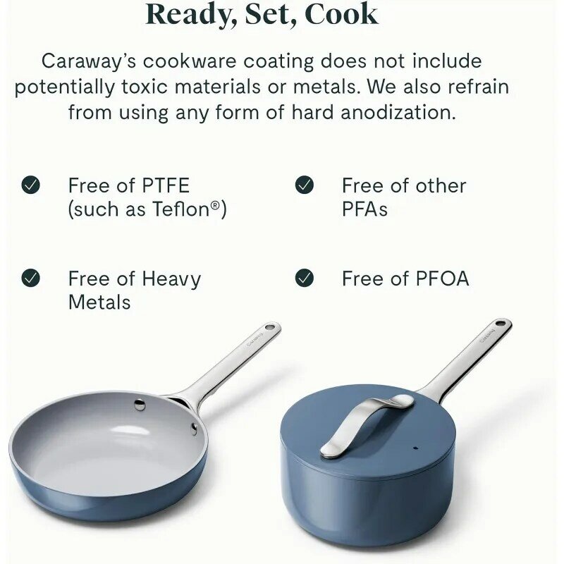 Caraway Mini Ceramic Duo Mini Fry Pan, panela de molho antiaderente, forno não tóxico seguro e fogão agnóstico, 1.05 qt, 8"
