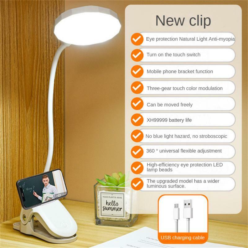 Lampu meja Led dapat dilipat, fleksibel, colokan USB, lampu malam kamar tidur, peredupan bekerja, lampu meja untuk pelindung mata