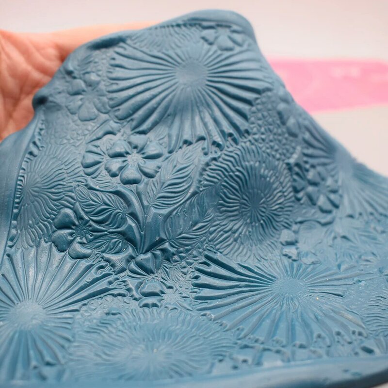Full Flower Pattern Polymer Clay Textura Folha de Selo, Emboss Mat para Jóias De Argila, Brinco DIY Impressão, Ferramentas De Impressão De Transferência