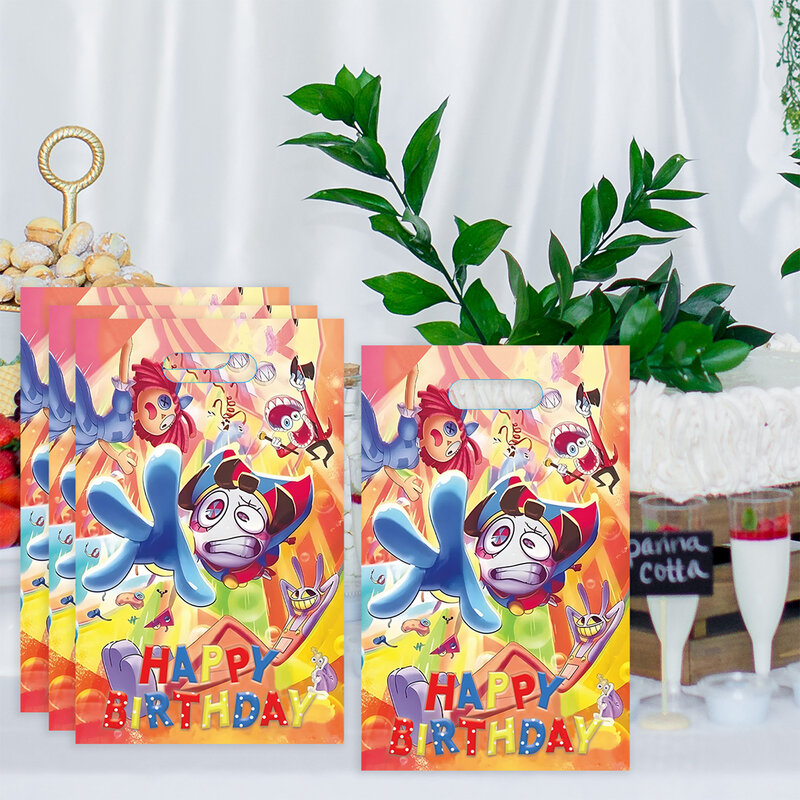 Conjunto de bolsas de regalo de circo Digital para niños, decoración de bolsas de dulces para fiesta de feliz cumpleaños, bolso de mano para niños, suministros para niños