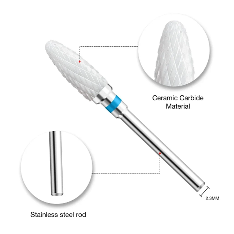 Ceramic Nail Drill Fine Bits Set Professional Mill Manicure Machine Pedicure Tools for emoving Cuticle Dead Skin Repair Poly 1pc