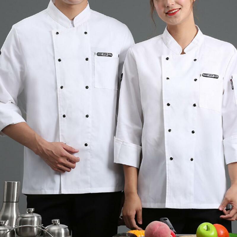 Chef Uniform Unisex Restaurant Kitchen Chef Uniform Shirt Long Sleeves Chef Top Works Clothes Cardigan Cook Shirt Chef Shirt