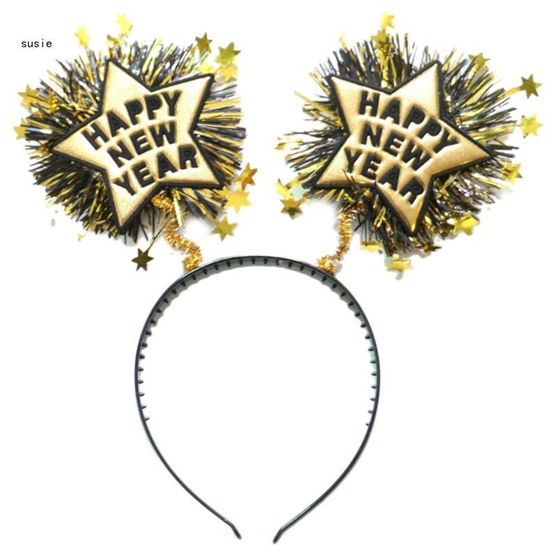 X7YA Stirnband Stern Silvester Party Pailletten Form Stern Haar Hoop für Waschen Gesicht 2023 Haarbänder Party Kostüm
