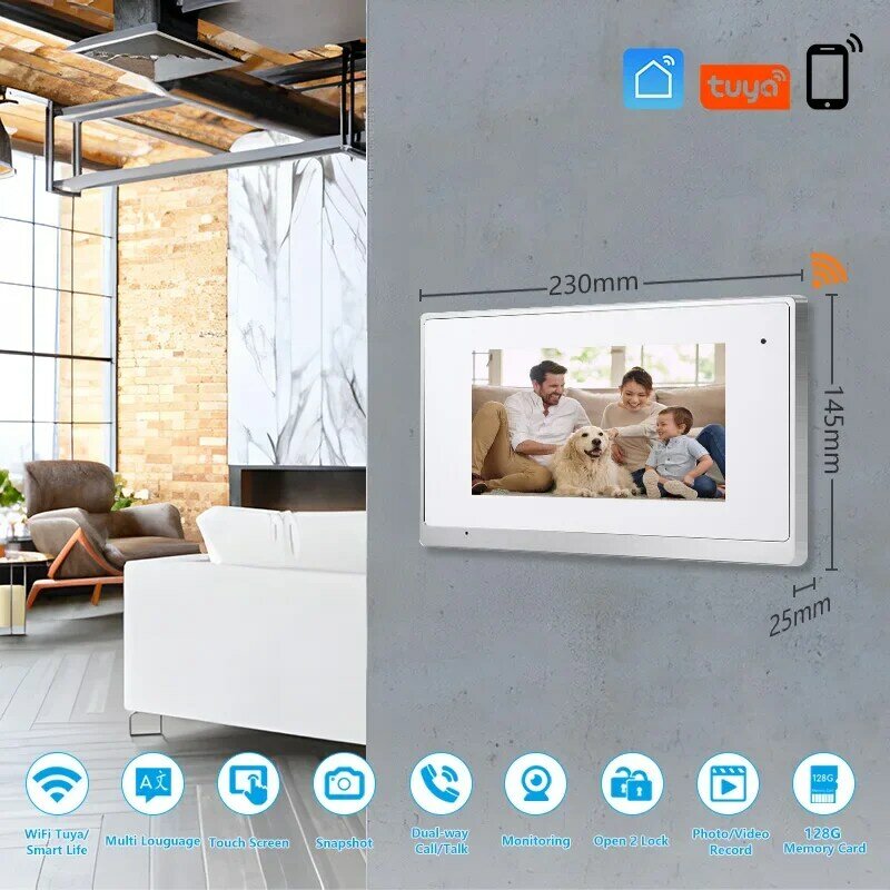 Factory Intercom Supplier IP TUYA Wifi 7 Inch Wired Unlock Video Door phone Monitors Visual Intercom System