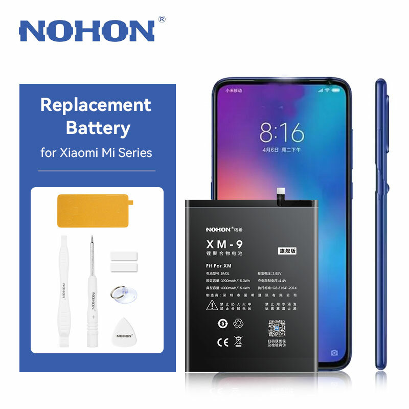 NOHON-Batterie pour Xiaomi Mi Series BatBR, Remplacement pour Mi 5, Mi 6, Mi 8, Mi 9, Mi 10, BM3L, BM4H, Musicien 46, Musicien 45, BM3J, BM3D, BM3E, BM3F