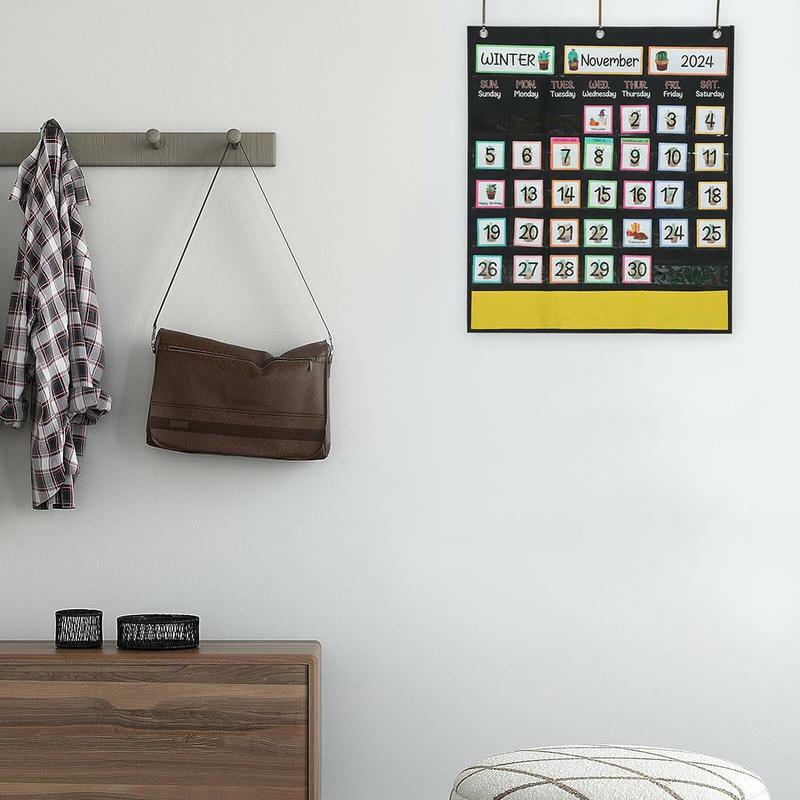 Карманный календарь для классной комнаты, календарь для классной комнаты и карманная схема для погоды, черная карманная Таблица, товары для дома
