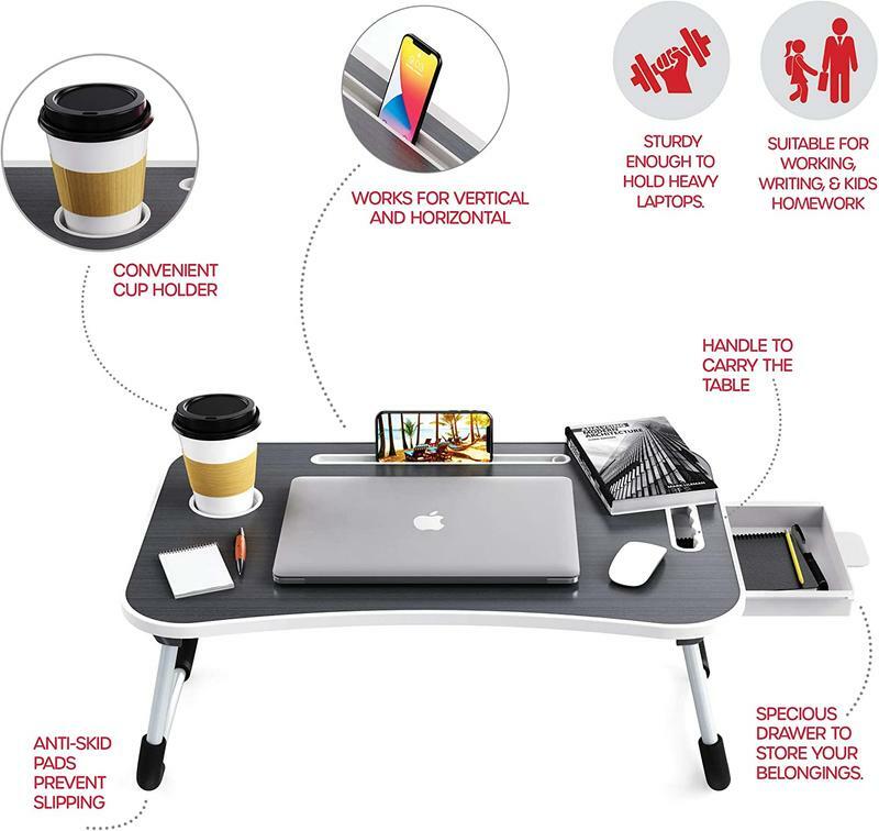 Lap Desk, Foldable Desk Bed Tray, Standing Desk, Laesk for Dinner, Reading