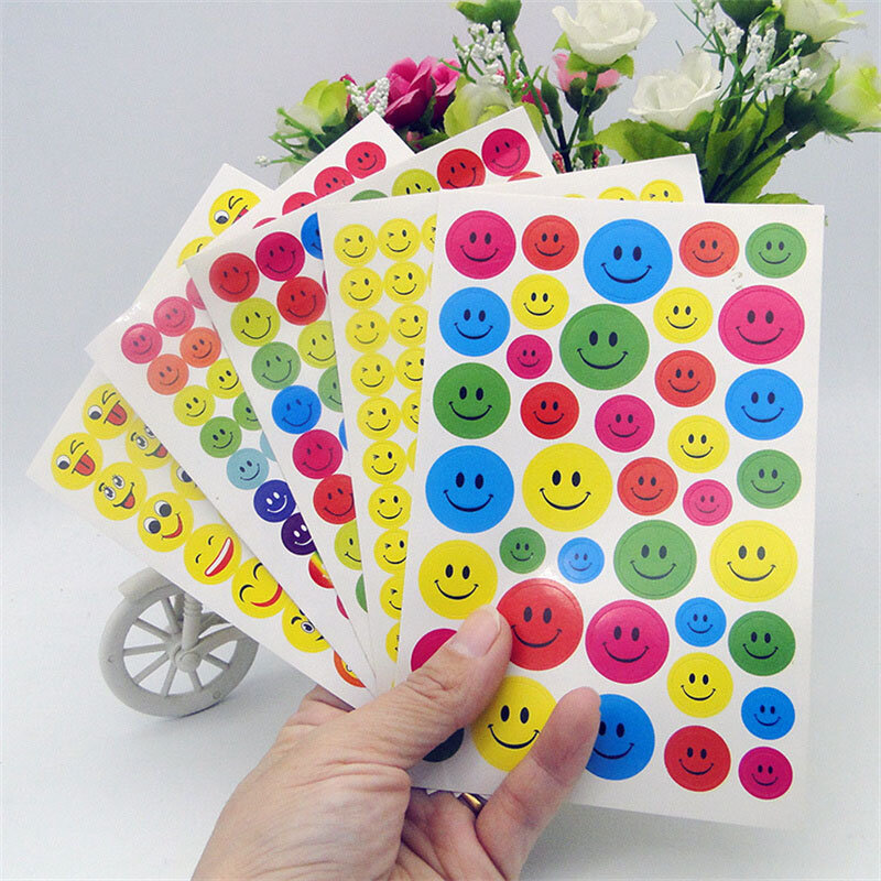 Smile Face Stickers Cute Happy Sad Teacher Incentive Reward Stickers for Kids School Student Planner Kindergarten Gift