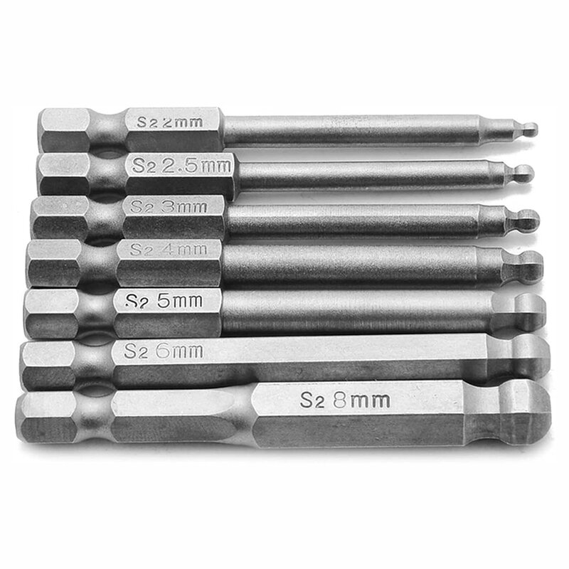 Single Branch 65mm Magnetic Ball End Hexagon Head Hex Screwdriver Bits Drill Tools H2-H8 Electric Screwdriver Tools