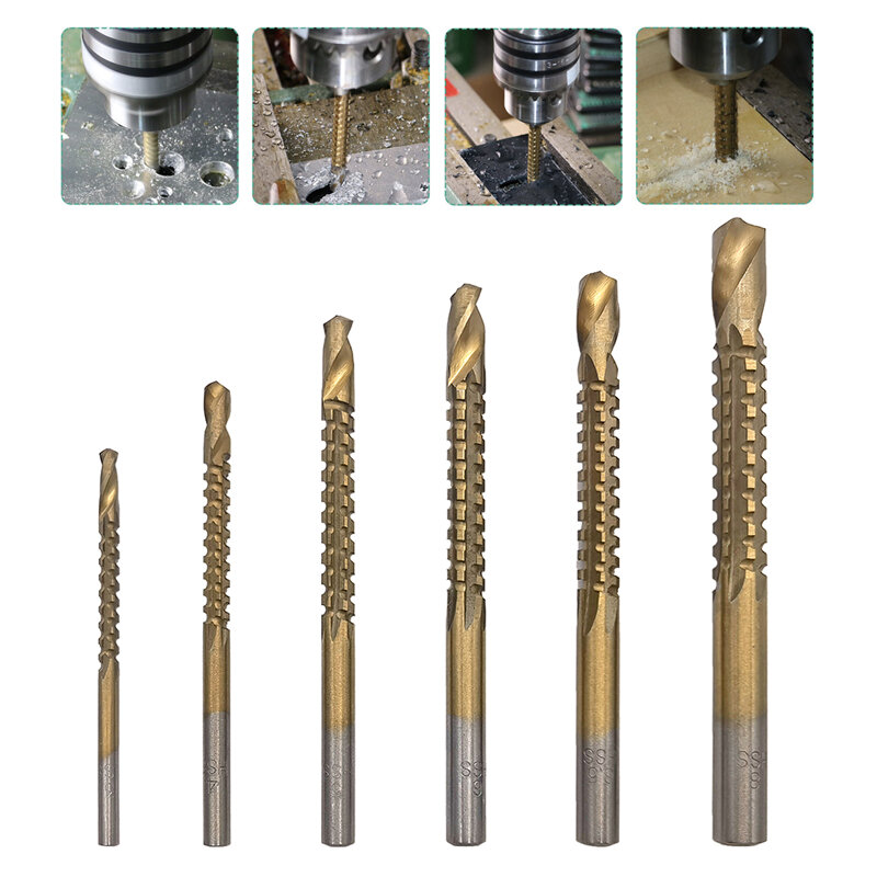 MeaccelerComposite Tap Drill Bit Set, Spiral Screw MeaccelerComposite Tap, Twist Tap, Asile Alt Drill Set, Drill Bits for Propositions, Cutting and Polishing, 6/3 pièces