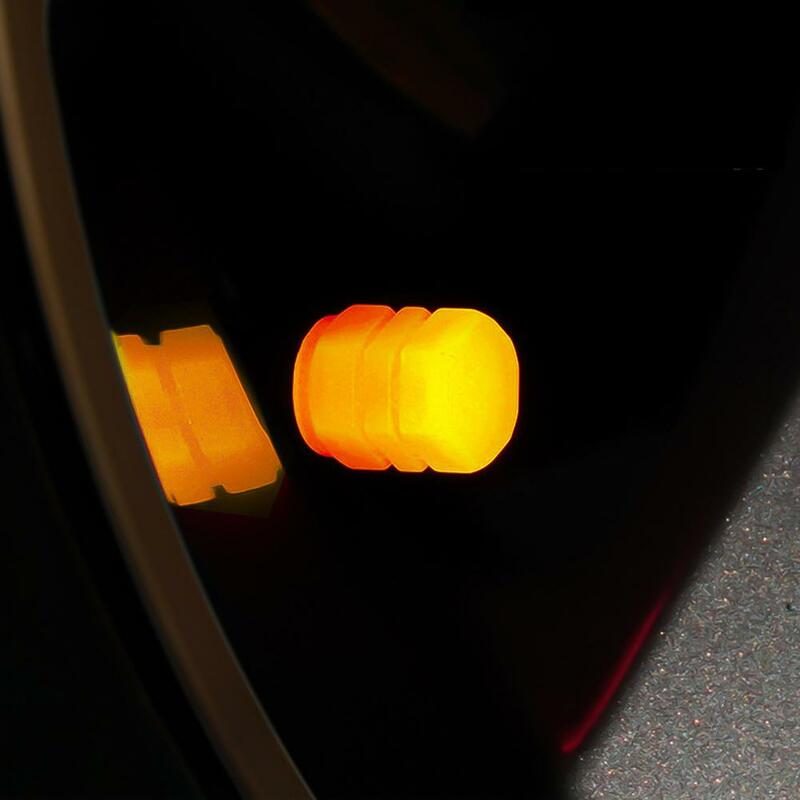 Roda da motocicleta Dustproof incandescente Stem Valve Caps, Bocal do pneu noturno, Pneu luminoso Brilham no Escuro, Fluore Q6N3, 4 pcs