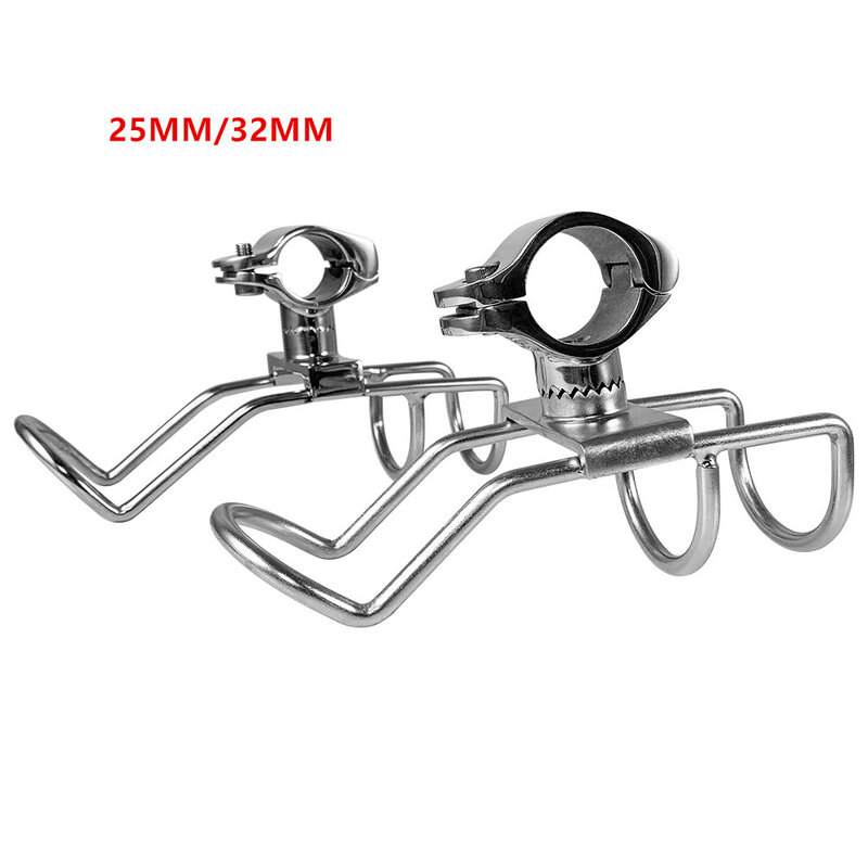 316 Stainless steel Rail Mounted Clamp on Rod Holder Double Wire for Fishing Boat Kayak 25mm 32mm Marine Fishing Rod Holder