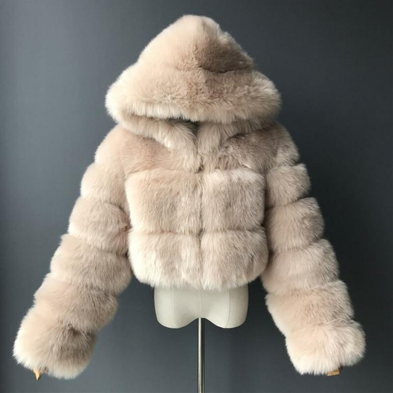 Frauen Winter Jacke Plüsch Dame Jacke Cropped Strickjacke Trendy Fuzzy Flauschigen Super Warme Dame Jacke