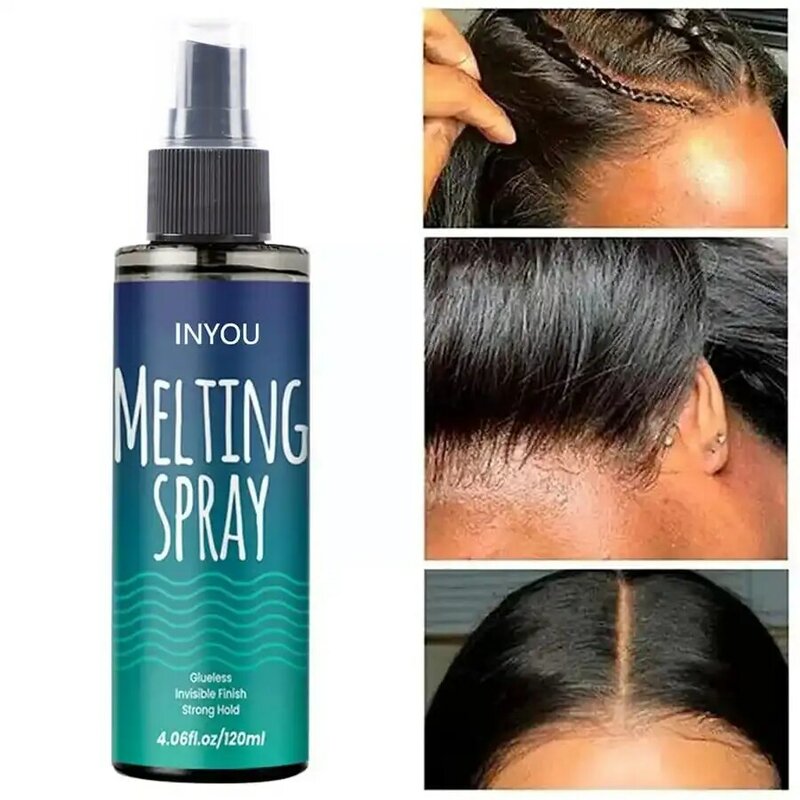 Adhesivo para cabello sin pegamento para pelucas, Spray de sujeción y fusión de encaje de 120ML, sujeción de acabado Natural fuerte con Control