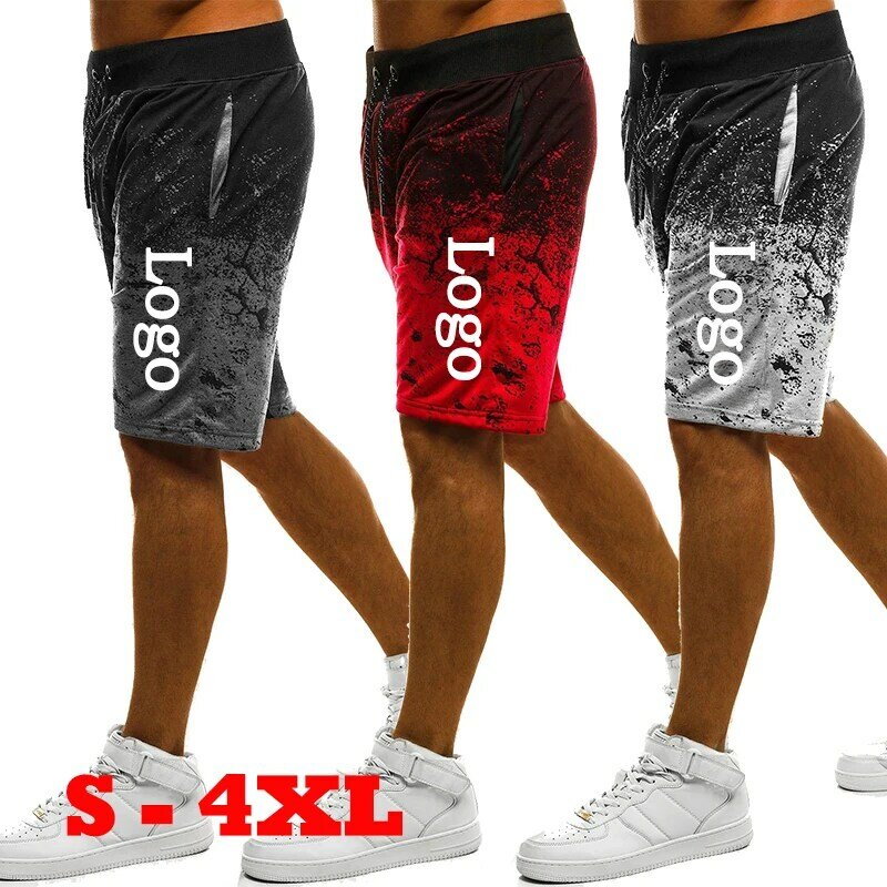 Benutzer definierte Logo Männer lässige Shorts Kleidung Mode gedruckt Jogger kurze Jogging hose Kordel zug schlanke Trainings shorts plus Größe