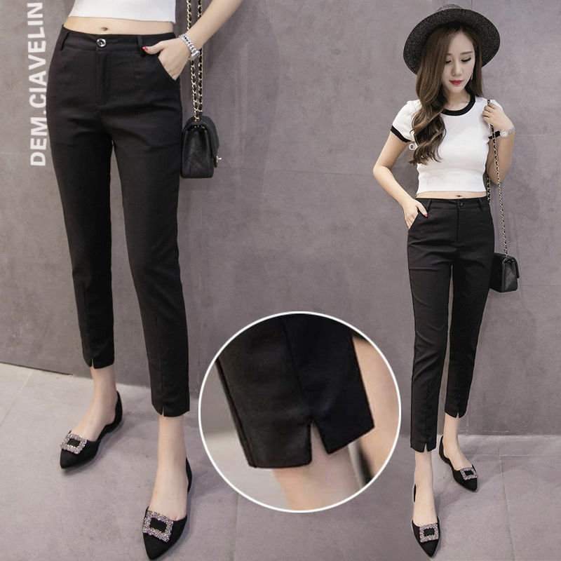 Women's 2023 New Spring Autumn Korean Style High Waist Solid Straight Trousers Fashion Casual Female Long Suit Pants Tops X110