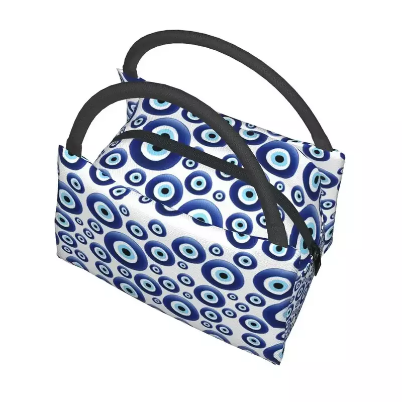 Greek Nazar Evil Eye Ornament Insulated Lunch Bags Women Lucky Charm Amulet Resuable Thermal Cooler Food Lunch Box Work Travel