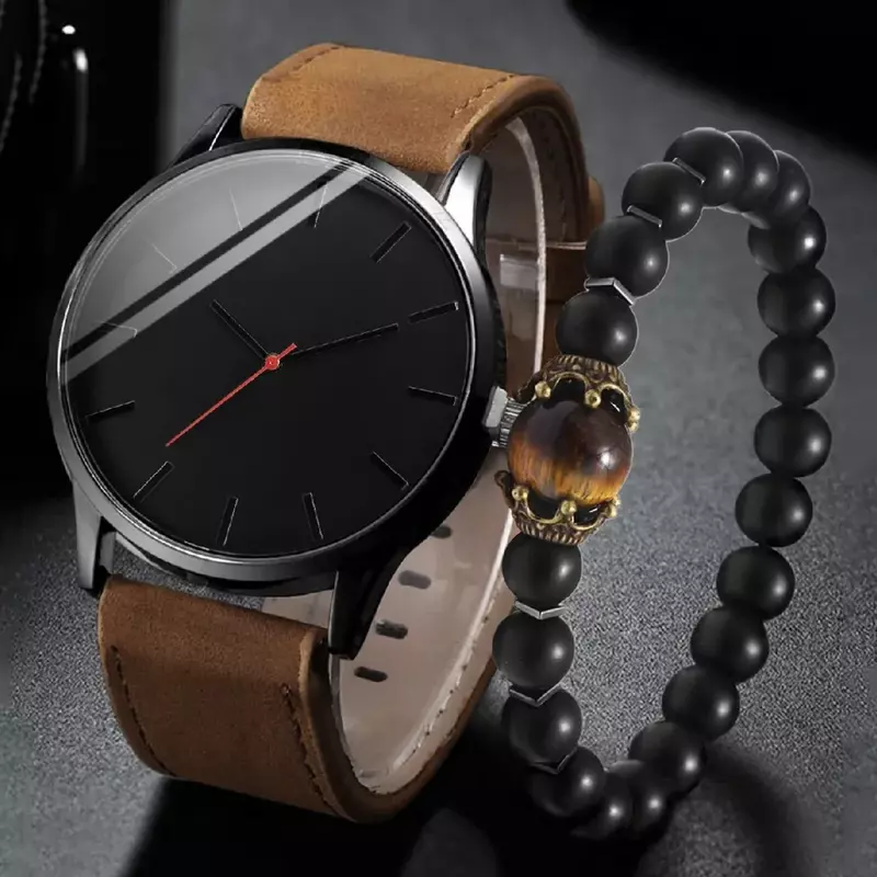 Kegllect 5ชิ้นนาฬิกาควอตซ์ธุรกิจผู้ชายแฟชั่นขนาดใหญ่สำหรับนาฬิกาข้อมือสายรัดข้อมือแบบด้าน