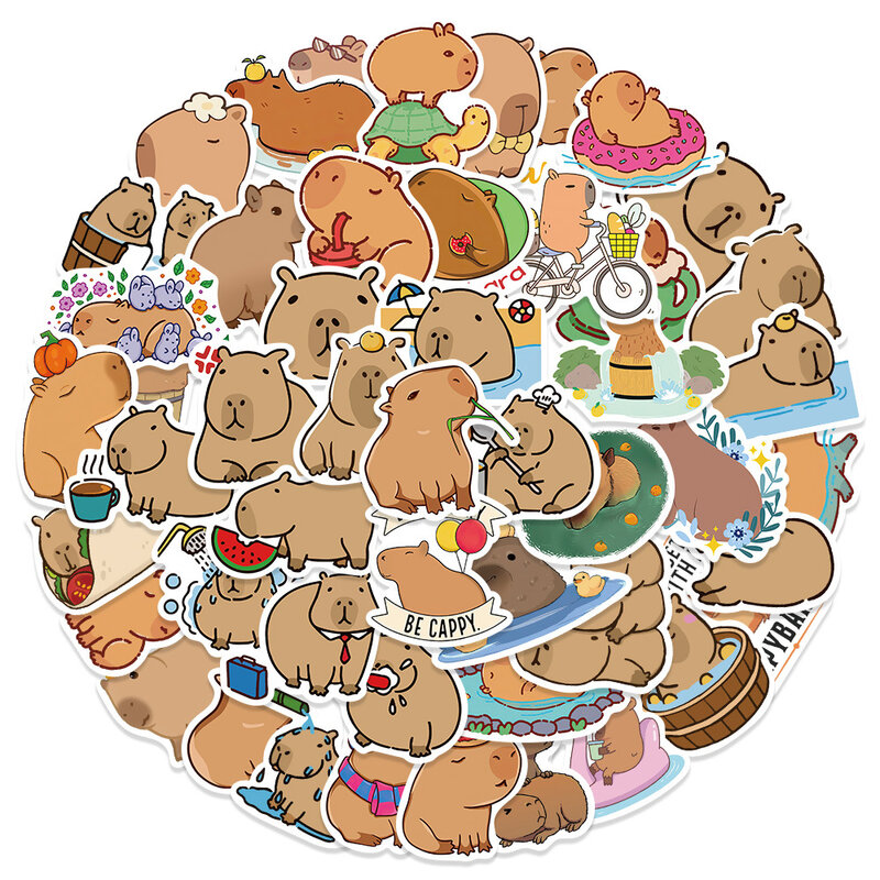 50Pcs Kawaii Cartoon Capybara Graffiti Stickers Suitcases Laptop Phone Water Cup Skateboard Kids Toys Decorative Stickers