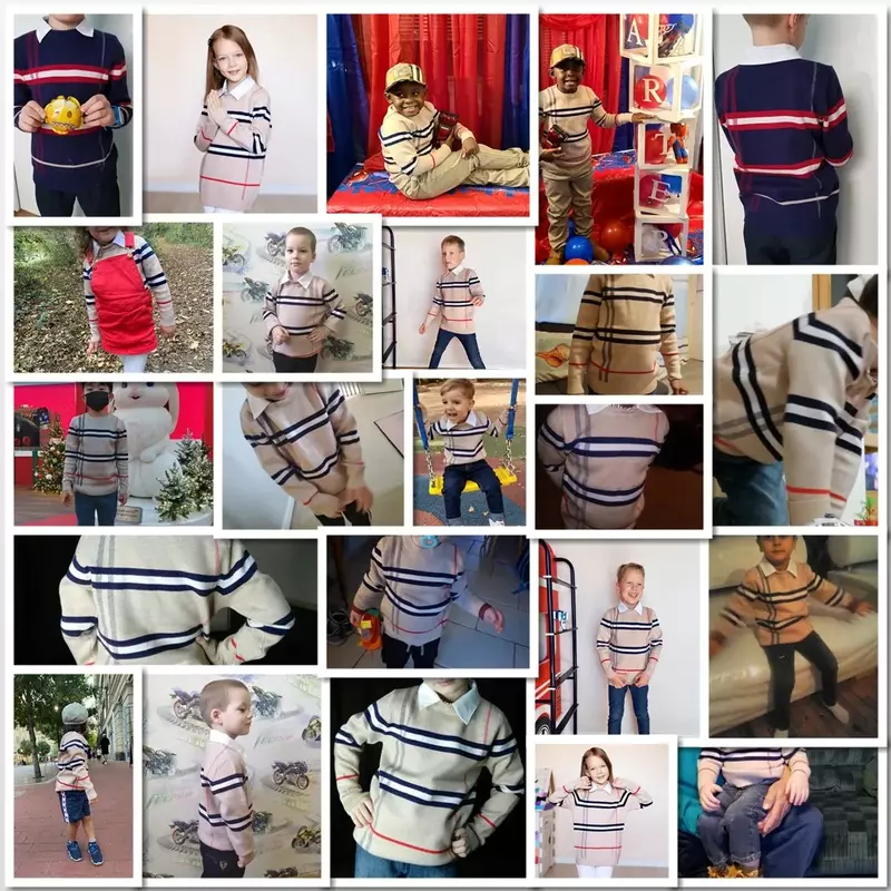 Suéter xadrez de manga comprida infantil, malhas cavalheirinhas, blusa pulôver quente, moda infantil, menino, menina, primavera, roupas de inverno, 1-8t