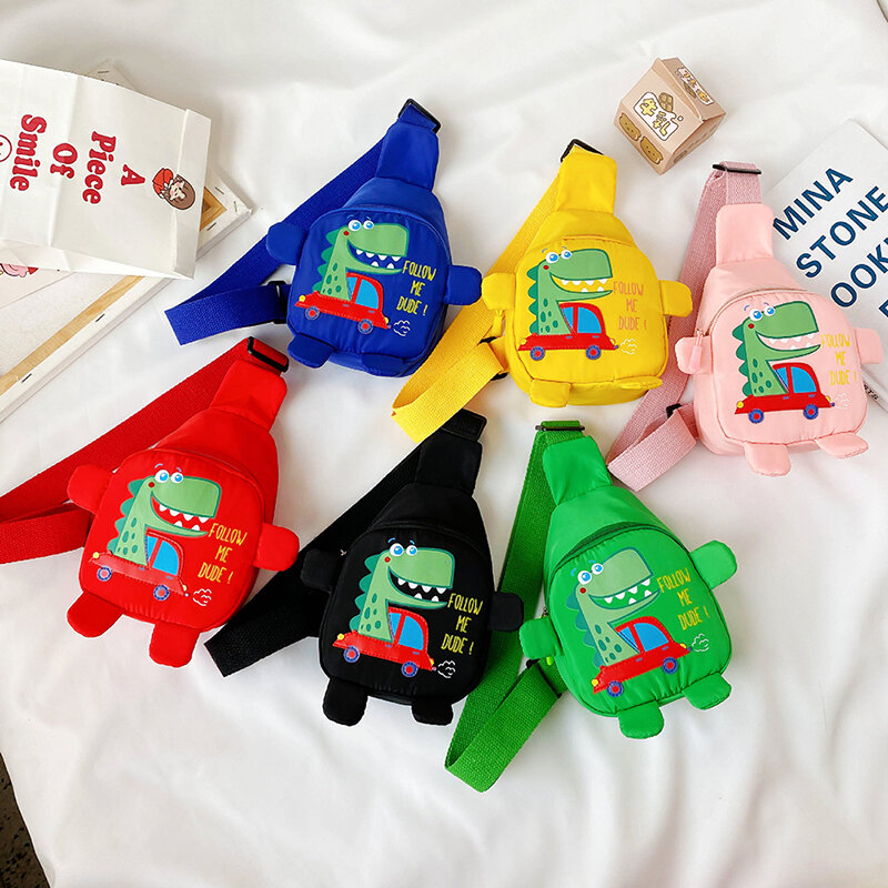 Cute Cartoon Travel Backpack Children's Cross-body Handsome Dinosaur Chest Bag