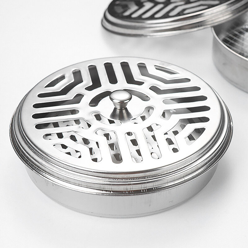 Stainless Steel Mosquito Coil Box With Lid Anti-fire Coil Tray Outdoor Portable Incense Burner Shelf Home Supplies