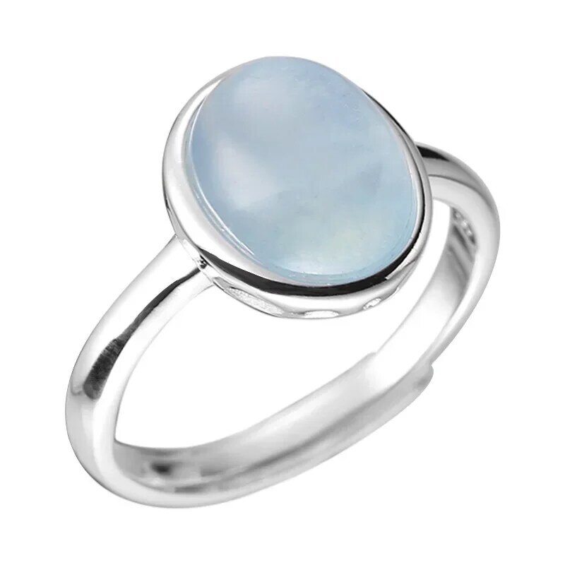 Anillo de Plata de Ley 925, anillo versátil de cristal azul, joyería de compromiso exquisita, anillo de boda