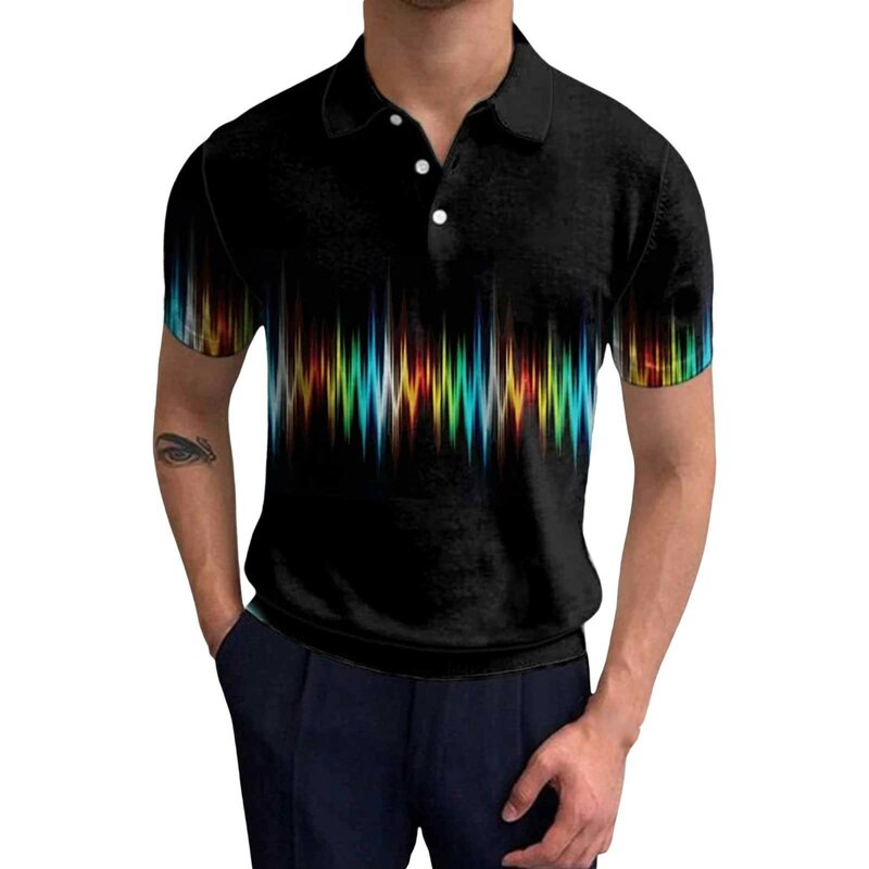 Camisa esportiva masculina estampada em 3D, camiseta casual solta, blusa de manga curta, combina com tudo