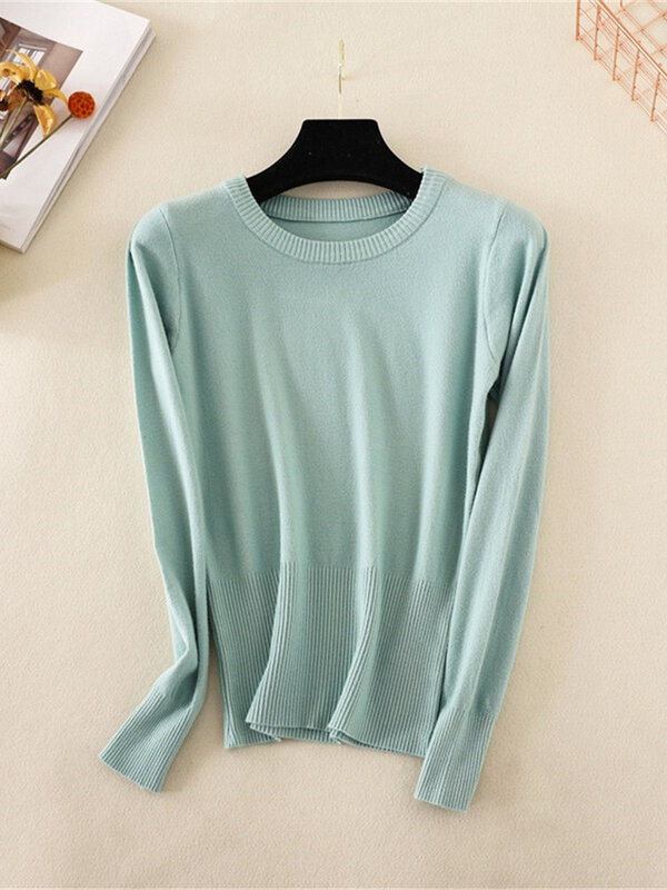 Women Autumn Winter Casual long Sleeve Sweater Basic O-Neck Knitted Sweater Pullover Female Soft Jumpers Top