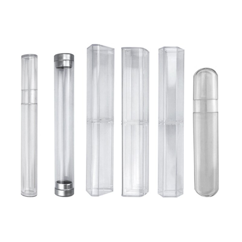 Wenkbrauw Pen Clip Pen Pincet Cilinder Universele Dozen Kristal Transparante Doos Dropship