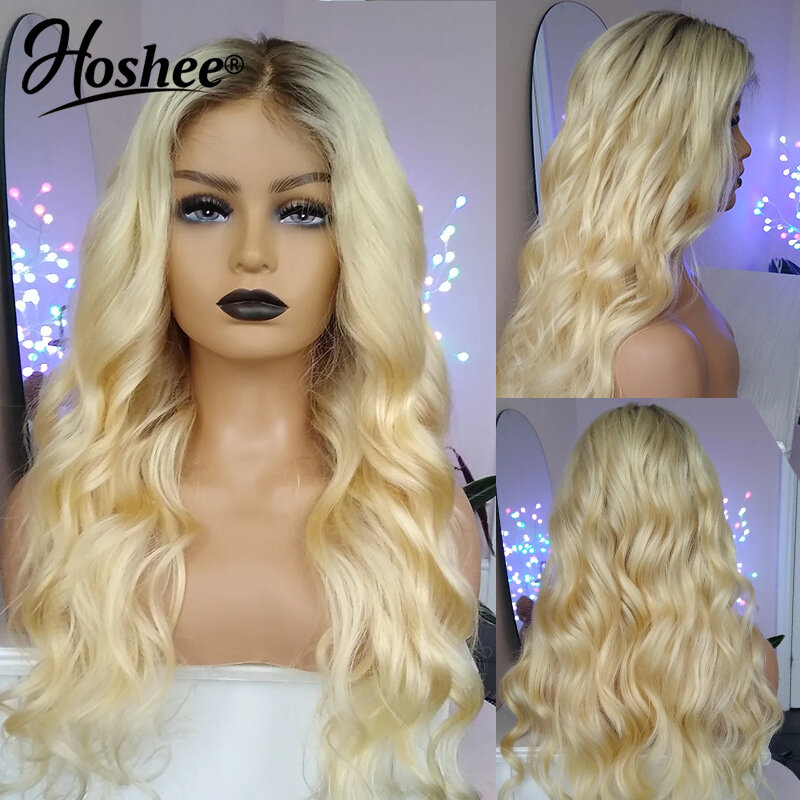 Body Wave Ombre Blonde colorate 13x4 HD trasparente anteriore in pizzo 100% parrucca di capelli umani brasiliana in vendita parrucche frontali per donna nera