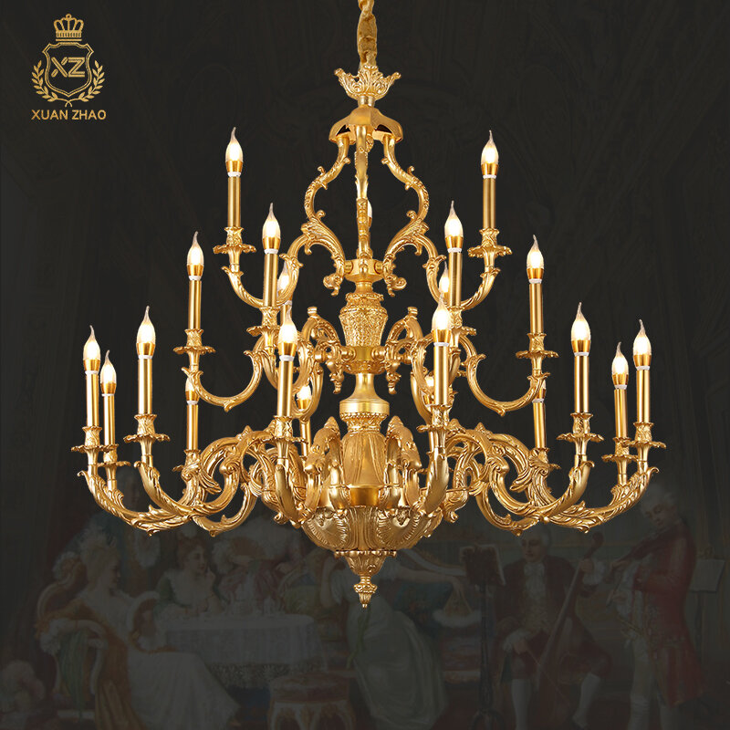 Xuanzhao profissionalmente trabalhada francês antigo luxo ouro restaurante sala de estar decoração do hotel lustre bronze europeu