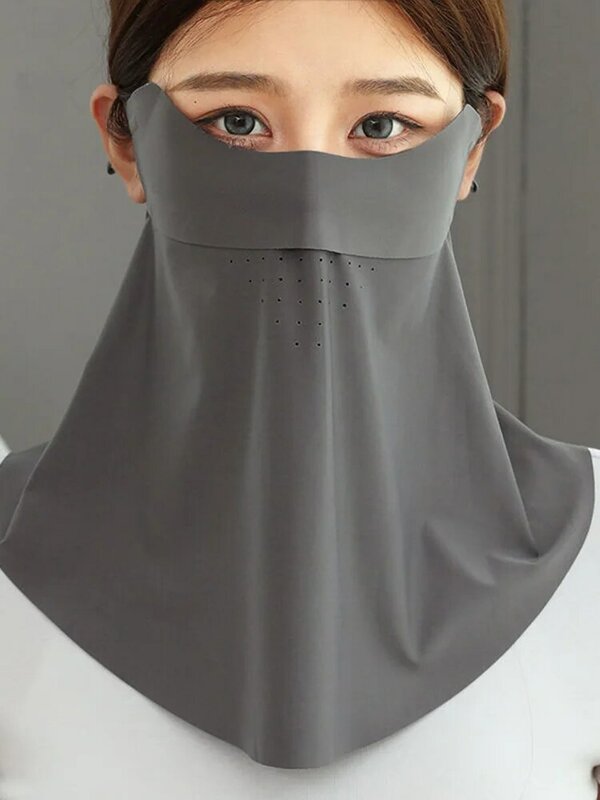 Maschera per la protezione solare donna estate Facekini Hot New Ice Silk Anti-ultravioletto poliestere traspirante