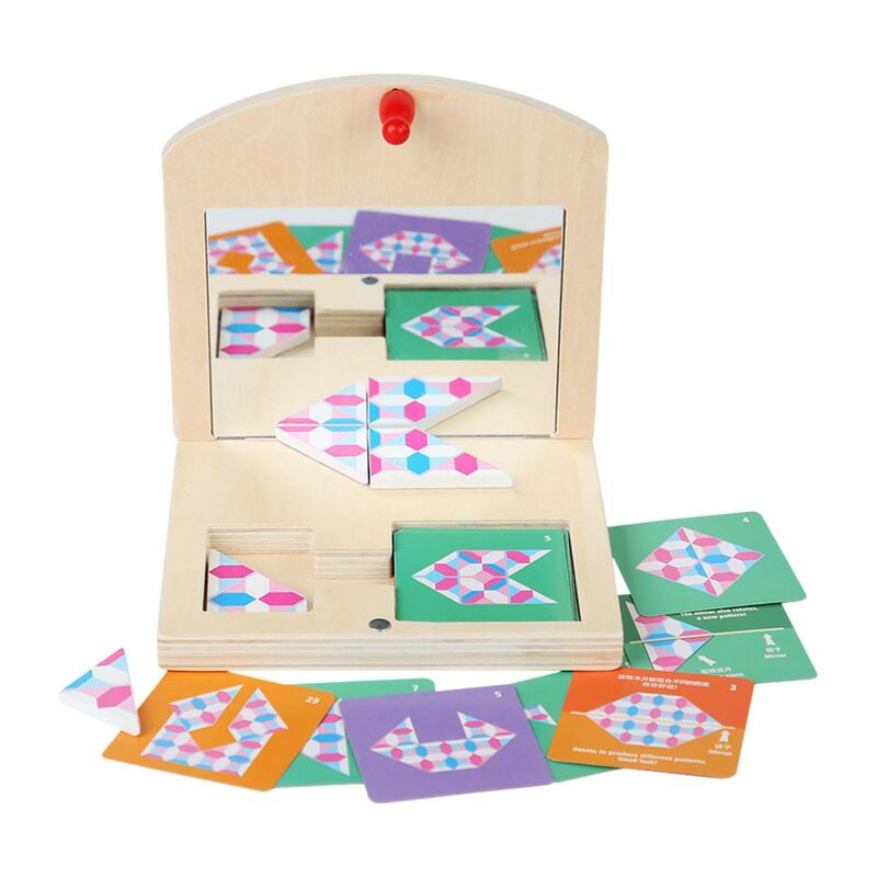 Puzzle z lustrem w drewnie zabawka edukacyjna umiejętności motoryczne, ćwicząc, opracuj zabawkę Montessori na wycieczkę do gospodarstwa domowego