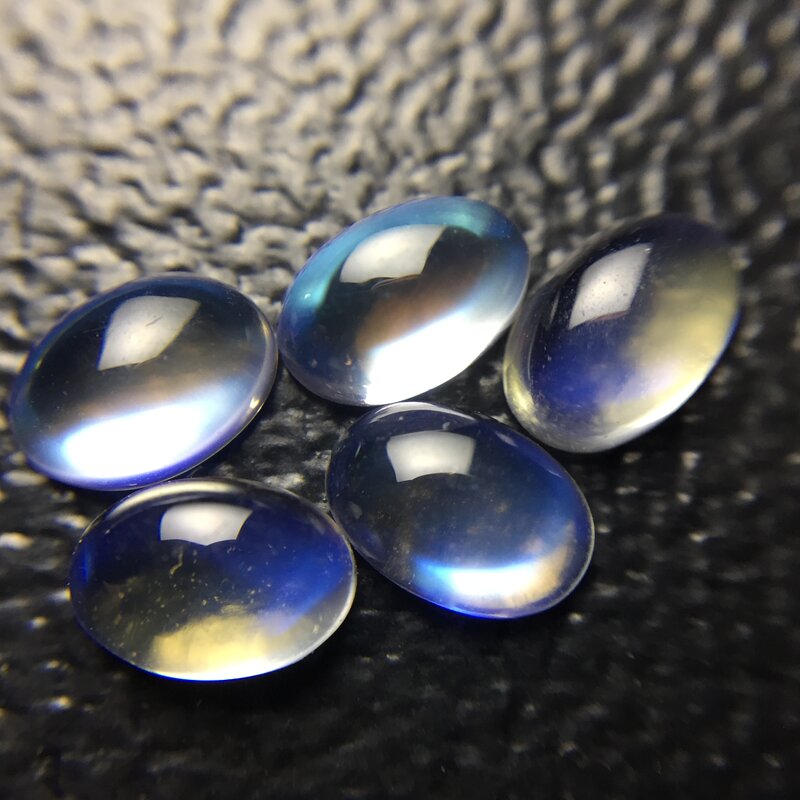 Faccia ad anello in pietra di luna naturale 4*6 mm5 * 7mm pietra di luna pietra nuda ovale colorata zaffiro blu pietra di luna personalizzata