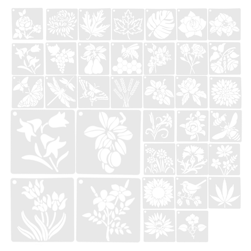 Plantilla de hierba de flores y pájaros, plantillas de dibujo multifunción para manualidades, plantillas de pintura, decoración de plantas