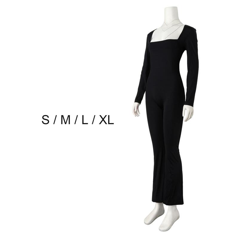 Long Sleeve Jumpsuits for Women Stylish Workout Rompers Flared Bottom Pants Yoga Jumpsuits for Daily Wear Family Party Vacation