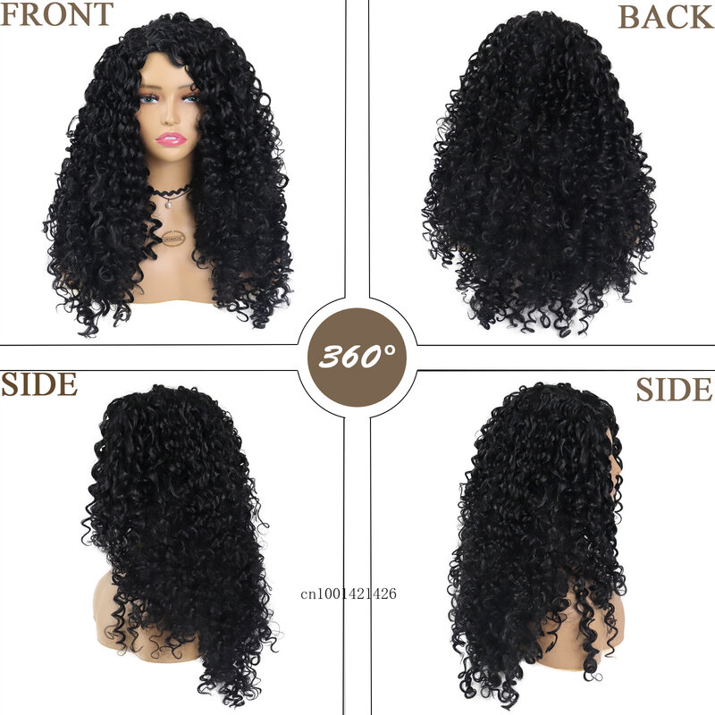 Black Women's Wigs Long Synthetic Hair Curly Wig Thick Fluffy Wigs Natural Hairstyles Drag Queen Party Wig Casual Style Daily