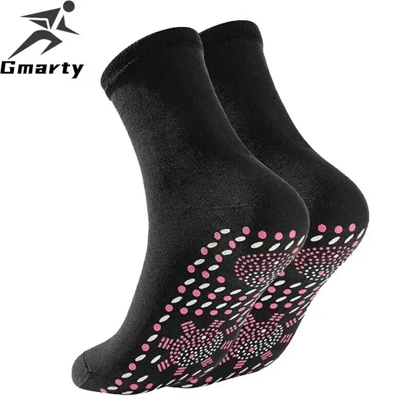 Мужские, женские, мужские массажные магнитные терапевтические теплые носки с подогревом в горошек для облегчения усталости зимой