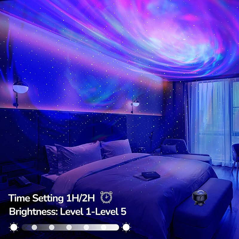 LED céu estrelado projetor com bluetooth, alto-falante de música, galáxia, nebulosa, oceano, estrela, lua, lâmpada da noite