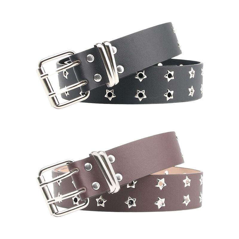 Cinturón de doble ojal con 2 agujeros para mujer, hebilla de doble punta, Punk, ajustable, para fiesta de Cosplay y Club