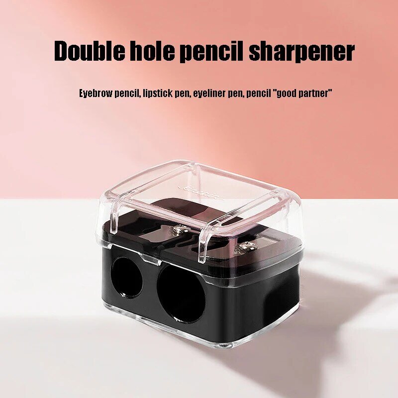 Precision Cosmetic Pencil Sharpener para sobrancelha, Lip Liner, lápis delineador, fonte do escritório da escola, presente, moda, 2 furos, venda quente