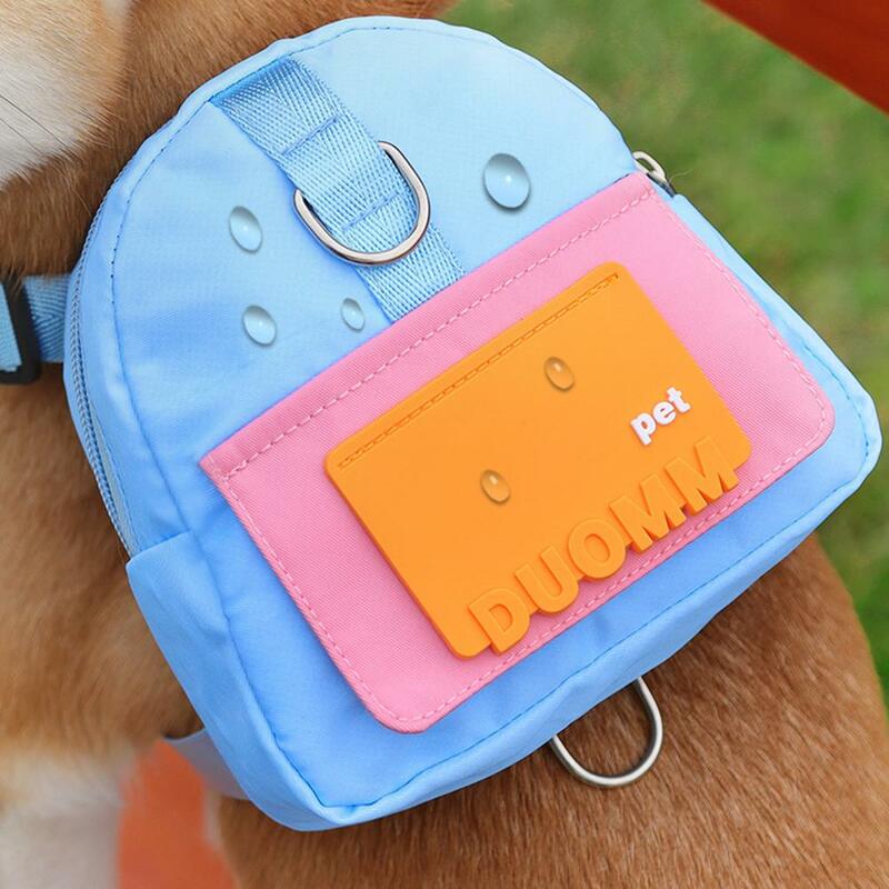 リーシュ付きペットバックパック、内蔵ポップバッグディスペンサー、プルプルなし、調節可能なストラップ、ペットキャリア、小型および中型犬用バッグ