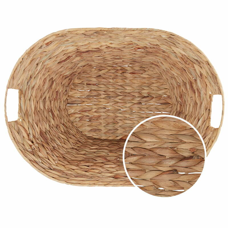 Better Home & Gardens, Braided Water Hyacinth, Laundry Basket, Natural, Hand Woven, Handles, Adult