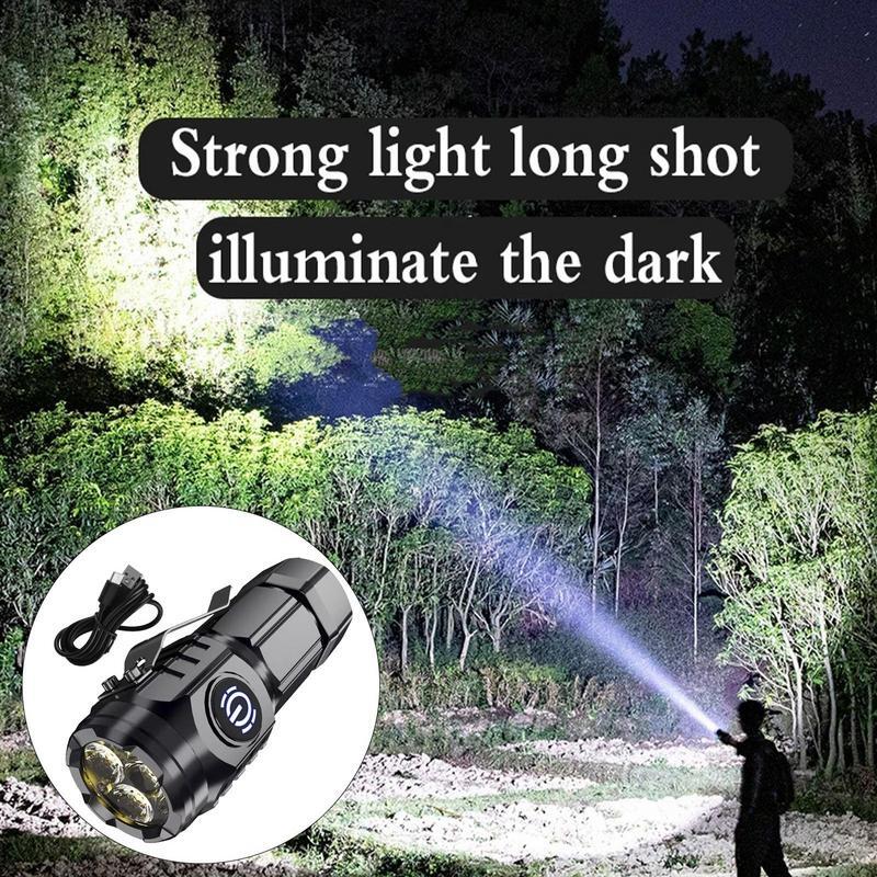Mini lanterna impermeável para homens, poderosas lanternas portáteis, lanterna compacta, brilho ajustável, alta potência, presentes para o pai