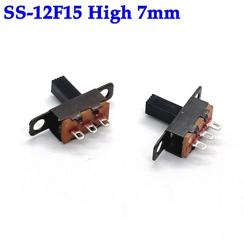 1-10Pcs Slide Switch 2 Position 6 Pins With Fixed Hole Handle DPDT 2P2T SS22F25- G7 SS-12F15 Toggle Switch  DC 12V