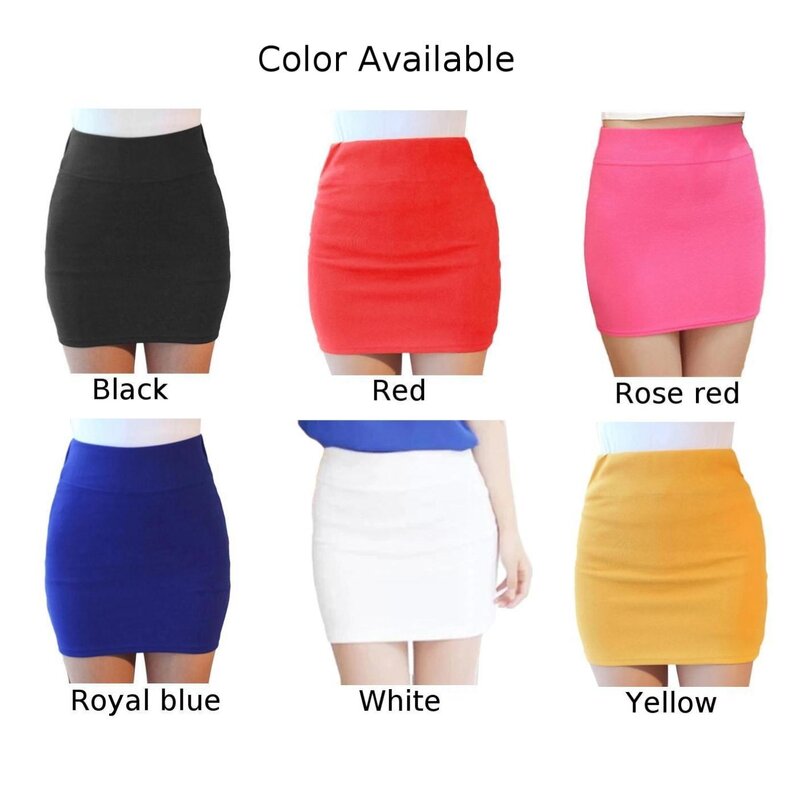 Falda corta plisada elástica de color caramelo para mujer, cintura alta, ajustada, informal