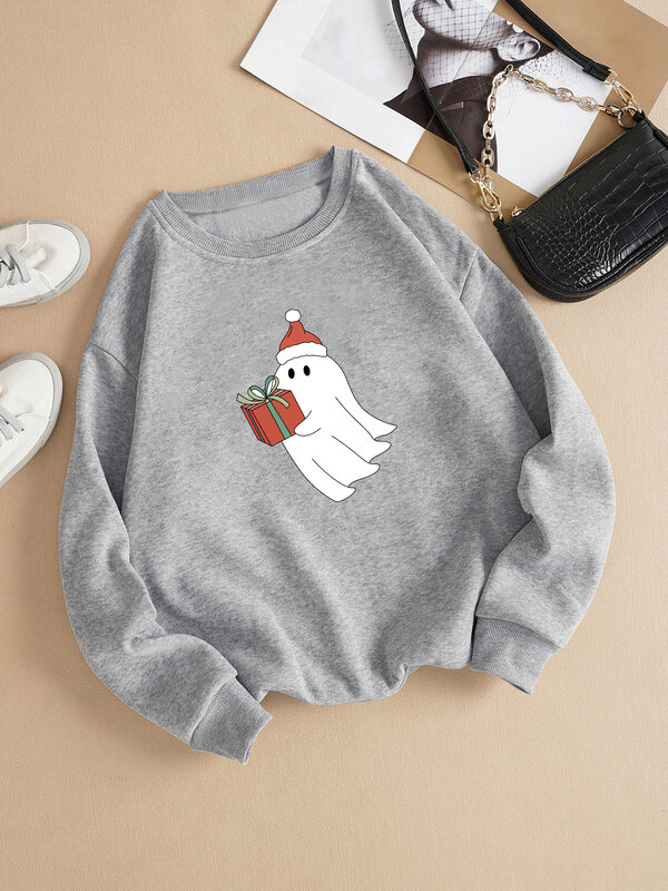 Ghost Christmas gift Sweatshirt fashion harajuku street style Women Fleece Sweatshirt