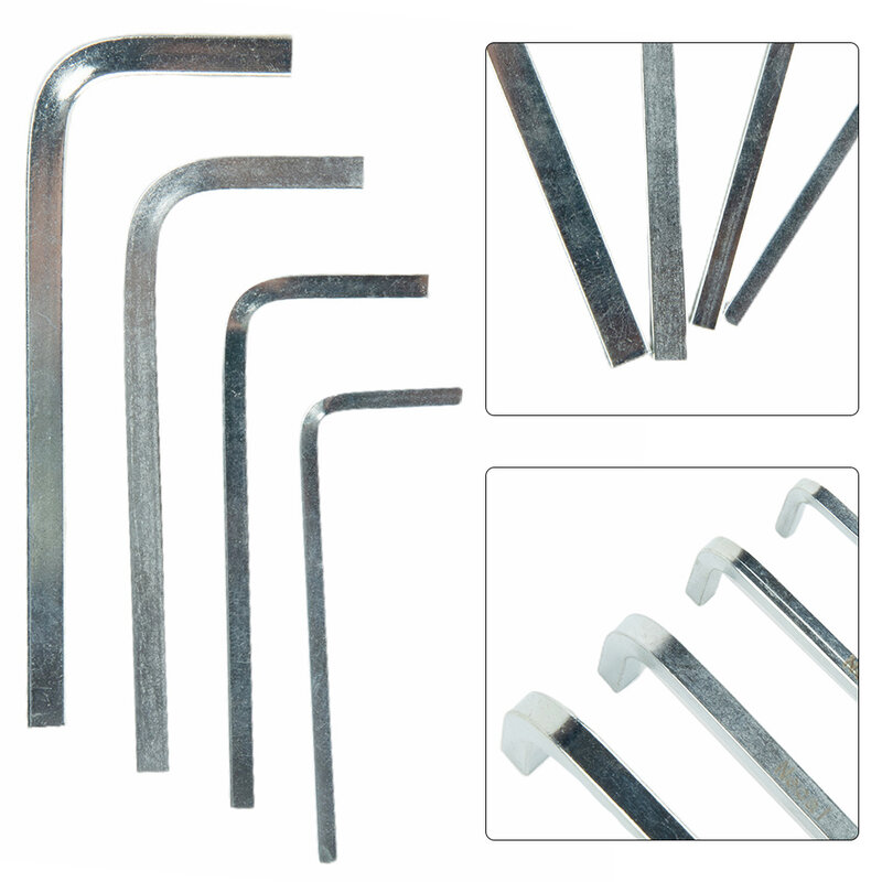 Conjunto de chaves de fenda em forma de L, ferramentas manuais, chave, cabeça quadrada prateada, 3-6mm, 4 pontos, aço cromo-vanádio para aperto